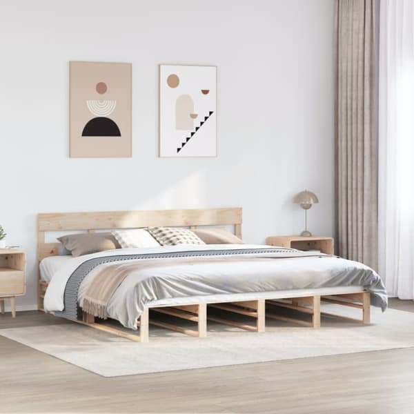 vidaXL Sängynrunko ilman patjaa 180x200 cm täysi mänty