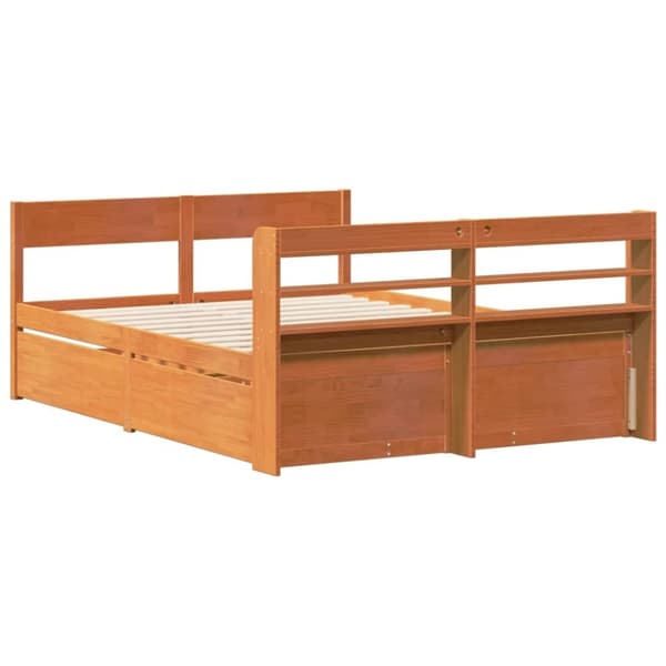 vidaXL sengeramme uden madras 135x190 cm massivt fyrretræ brun
