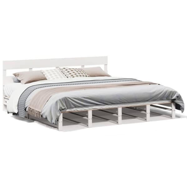 vidaXL sengeramme uden madras 200x200 cm massivt fyrretræ hvid