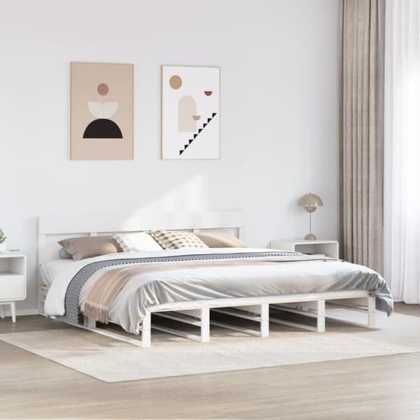 vidaXL sengeramme uden madras 180x200 cm massivt fyrretræ hvid