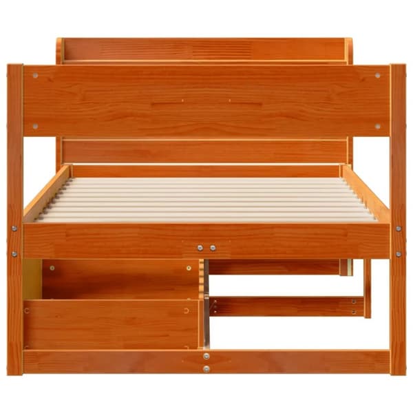 vidaXL Sängynrunko ilman patjaa vahanruskea 90x190 cm täysi mänty