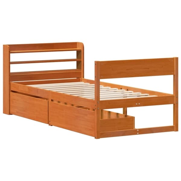 vidaXL Sengeramme uten madrass voksbrun 90x190 cm heltre furu