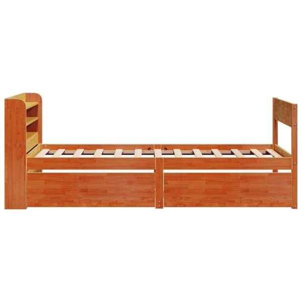 vidaXL Sengeramme uten madrass voksbrun 90x190 cm heltre furu