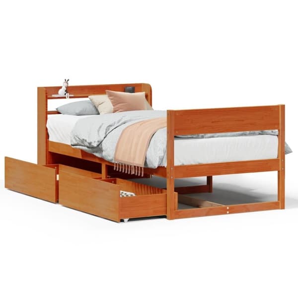 vidaXL Sengeramme uten madrass voksbrun 90x190 cm heltre furu