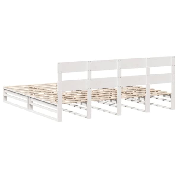 vidaXL Sengeramme med madrass hvit 200x200 cm heltre furu