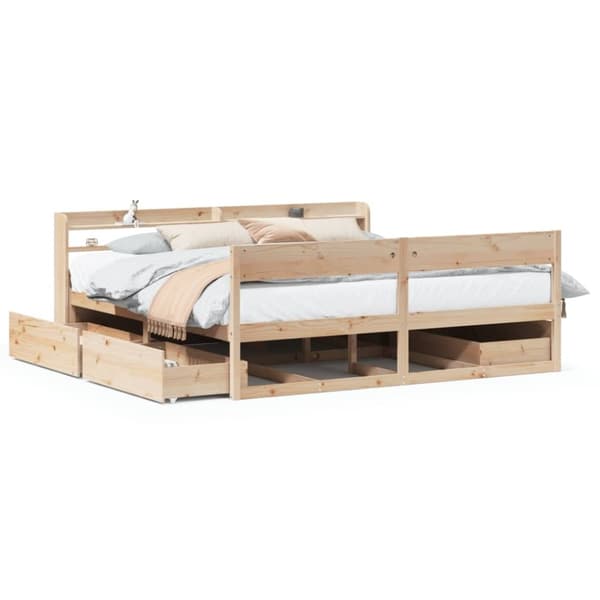 vidaXL Sengeramme med madrass 200x200 cm heltre furu