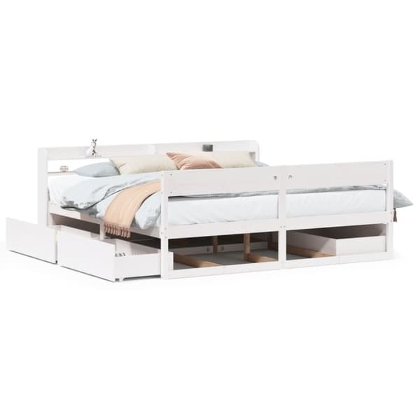 vidaXL Sängram utan madrass vit 180x200 cm massiv furu