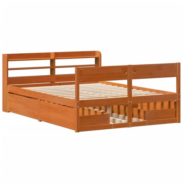vidaXL Sengeramme uten madrass voksbrun 140x190 cm heltre furu