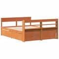 Miniatyrbilde 9 av 11: vidaXL Sengeramme uten madrass voksbrun 140x190 cm heltre furu