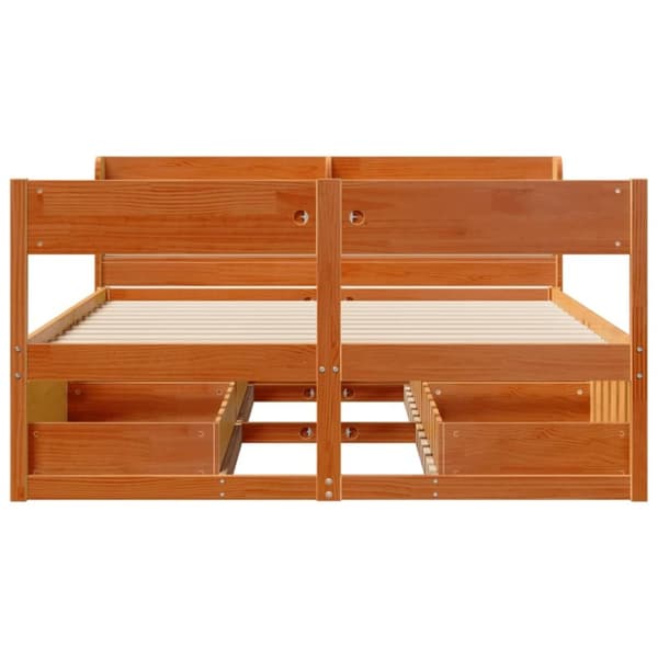 vidaXL Sengeramme uten madrass voksbrun 120x190 cm heltre furu