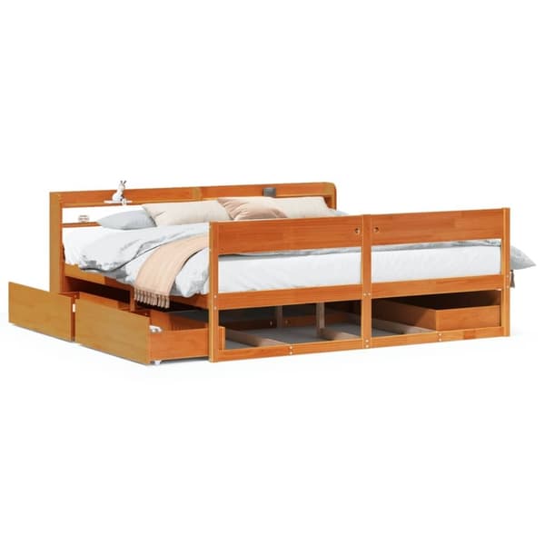 vidaXL Sengeramme uten madrass voksbrun 180x200 cm heltre furu