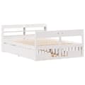 Miniatyrbillede 4 af 11: vidaXL sengeramme uden madras 150x200 cm massivt fyrretræ hvid