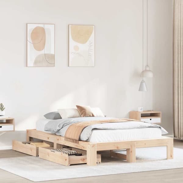 vidaXL sengeramme uden madras 120x190 cm massivt fyrretræ
