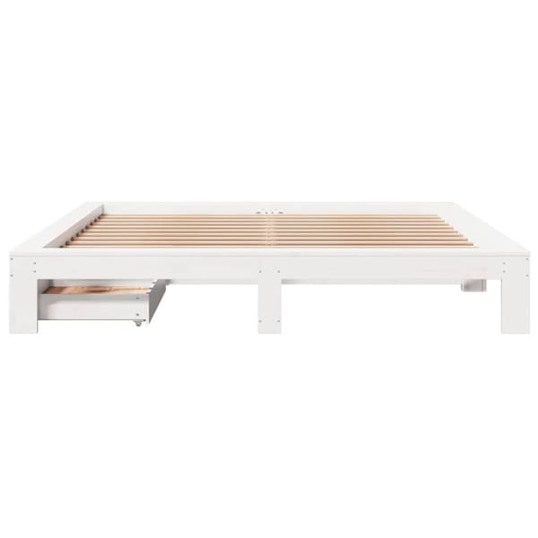 vidaXL Sängynrunko ilman patjaa valkoinen 200x200 cm täysi mänty