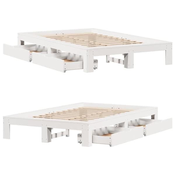 vidaXL sengeramme uden madras 120x200 cm massivt fyrretræ hvid