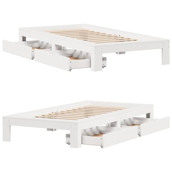 vidaXL Sängynrunko ilman patjaa valkoinen 90x190 cm täysi mänty