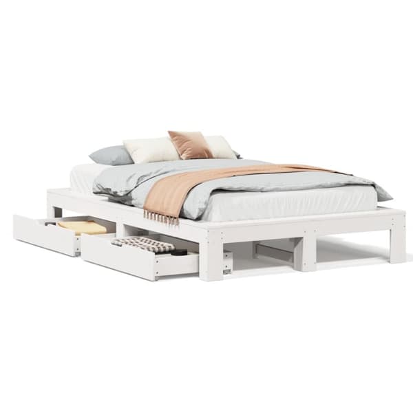 vidaXL sengeramme uden madras 135x190 cm massivt fyrretræ hvid