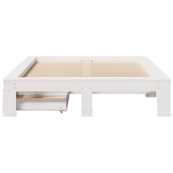 vidaXL sengeramme uden madras 135x190 cm massivt fyrretræ hvid