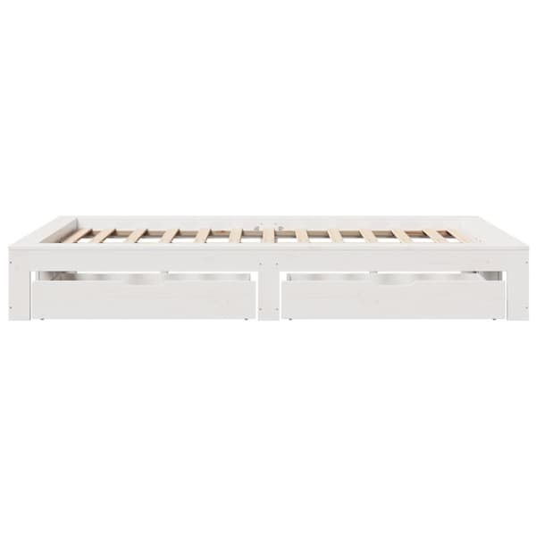 vidaXL sengeramme uden madras 135x190 cm massivt fyrretræ hvid