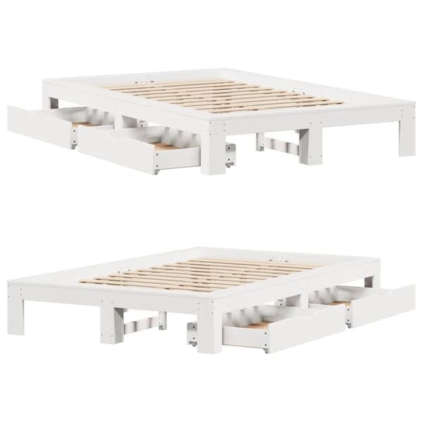 vidaXL sengeramme uden madras 135x190 cm massivt fyrretræ hvid