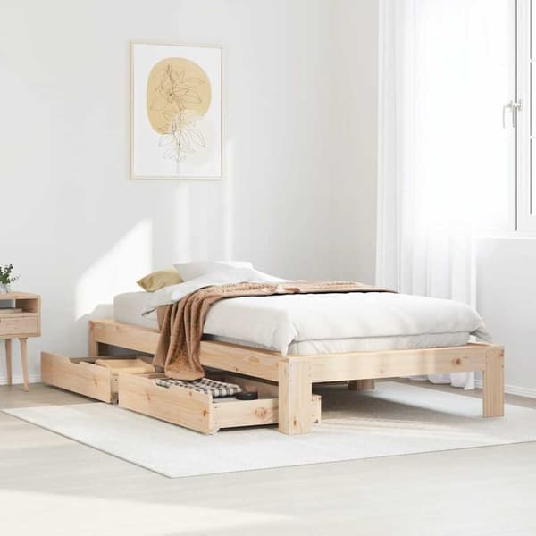 vidaXL Sängynrunko ilman patjaa 90x200 cm täysi mänty