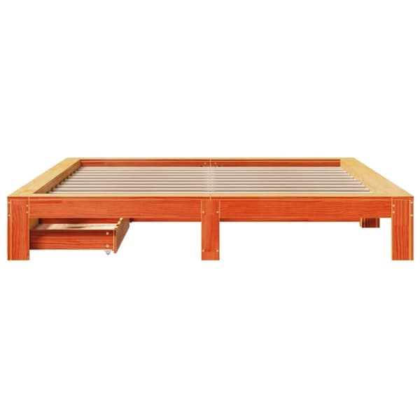 vidaXL Sängynrunko ilman patjaa vahanruskea 180x200 cm täysi mänty