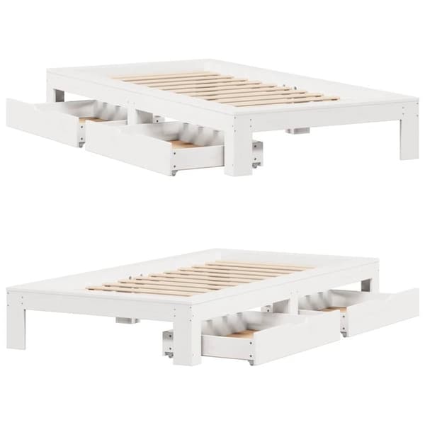 vidaXL Sängynrunko ilman patjaa valkoinen 90x200 cm täysi mänty