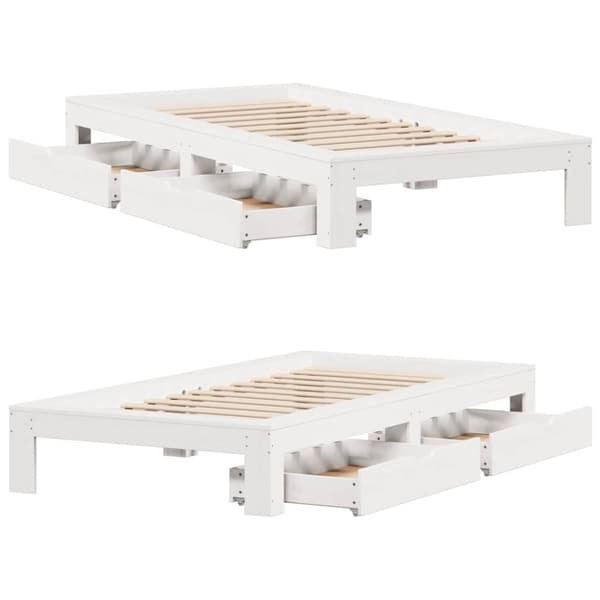 vidaXL Sängynrunko ilman patjaa päädyllä 75x190 cm täysi mänty