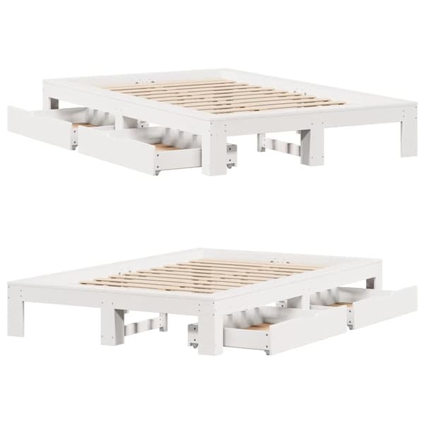 vidaXL Sengeramme uten madrass hvit 120x200 cm heltre furu
