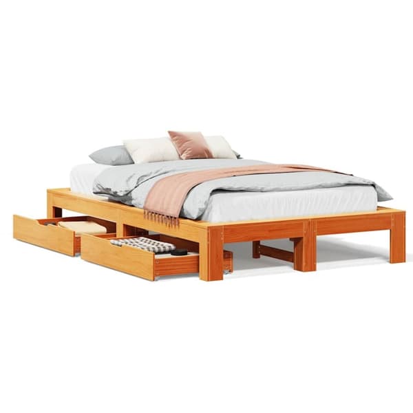 vidaXL Sengeramme uten madrass brun 135x190 cm heltre furu