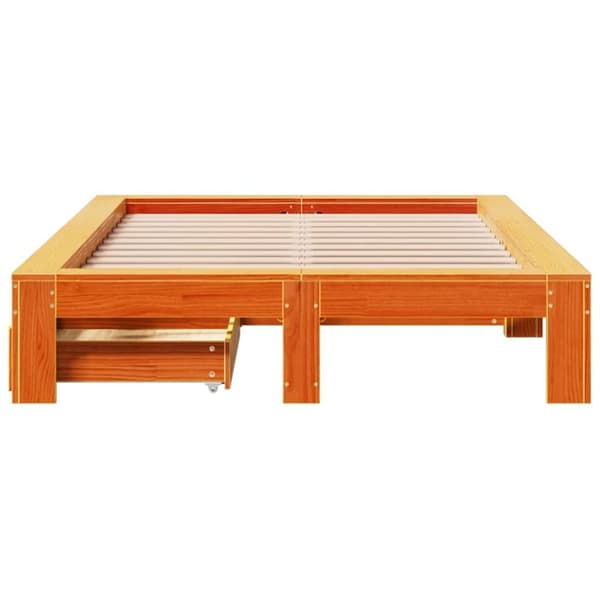 vidaXL Sengeramme uten madrass brun 135x190 cm heltre furu