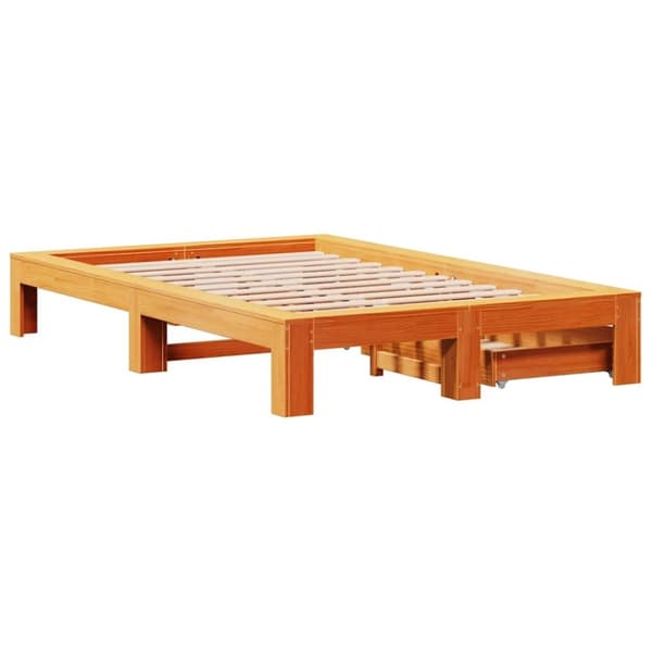 vidaXL Sengeramme uten madrass brun 135x190 cm heltre furu