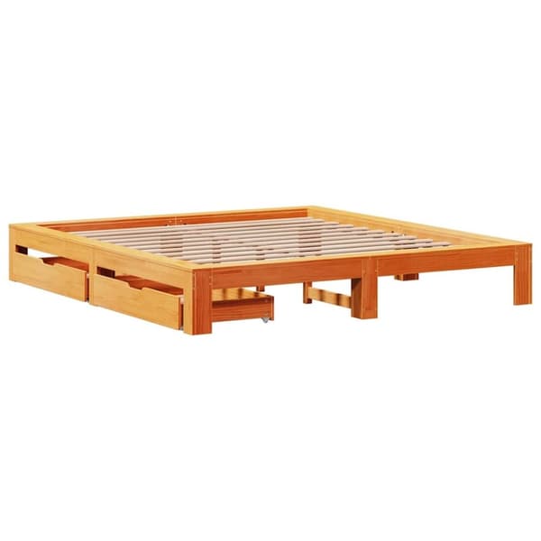 vidaXL Sengeramme uten madrass voksbrun 200x200 cm heltre furu