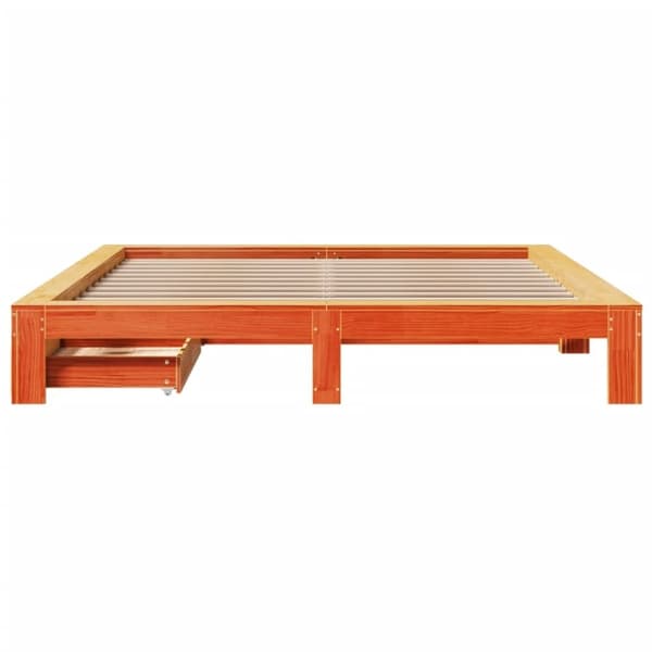 vidaXL Sengeramme uten madrass voksbrun 200x200 cm heltre furu