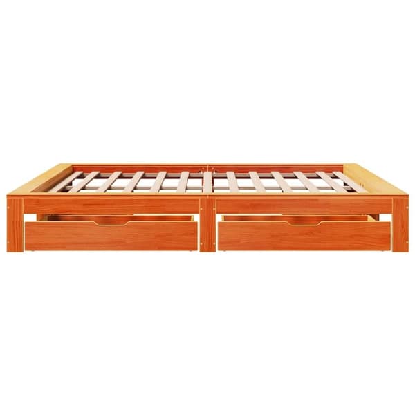 vidaXL Sengeramme uten madrass voksbrun 200x200 cm heltre furu