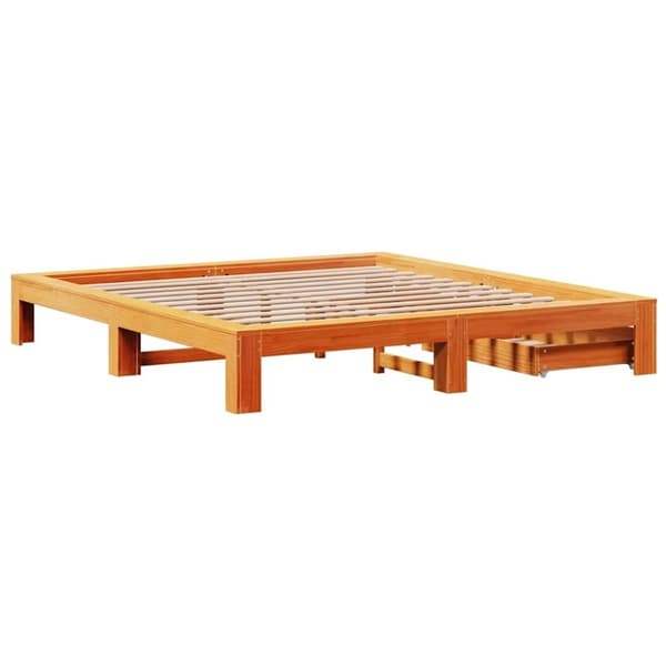 vidaXL Sengeramme uten madrass voksbrun 200x200 cm heltre furu