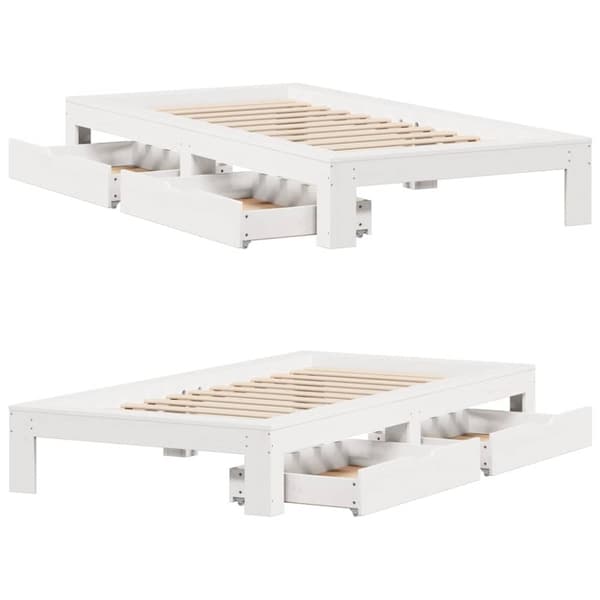 vidaXL Sengeramme uten madrass hvit 75x190 cm heltre furu