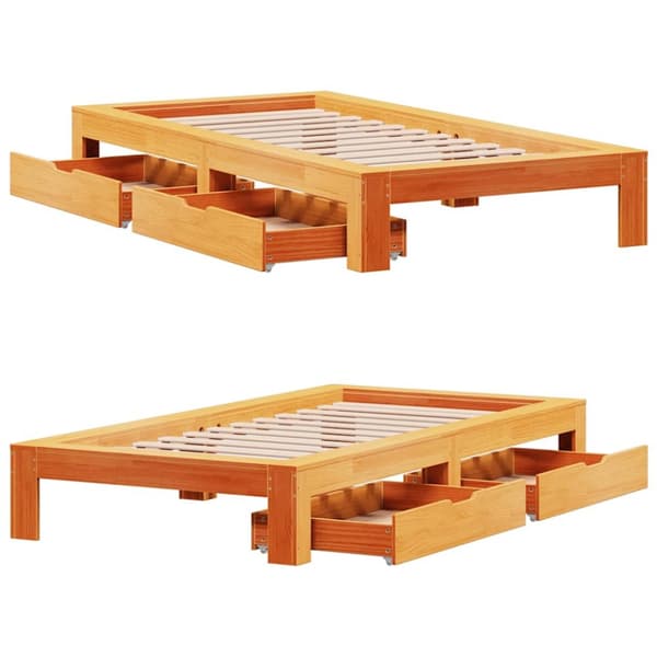 vidaXL Sengeramme uten madrass voksbrun 90x190 cm heltre furu