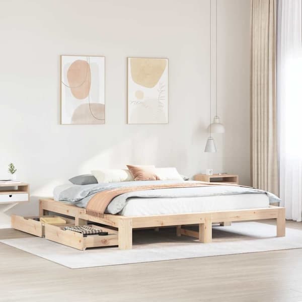 vidaXL Sängynrunko ilman patjaa 180x200 cm täysi mänty
