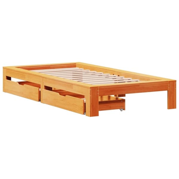 vidaXL sengeramme uden madras 90x200 cm massivt fyrretræ gyldenbrun