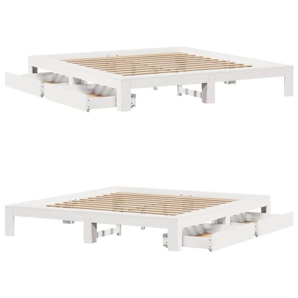 vidaXL sengeramme uden madras 180x200 cm massivt fyrretræ hvid