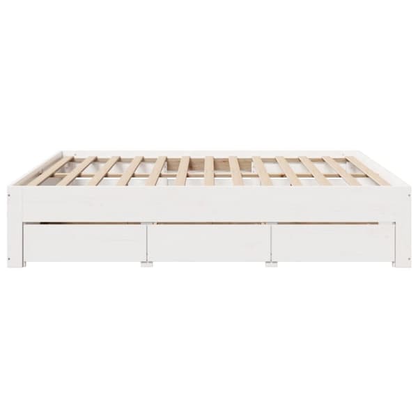 vidaXL Sengeramme uten madrass med skuffer hvit 180x200 cm heltre furu