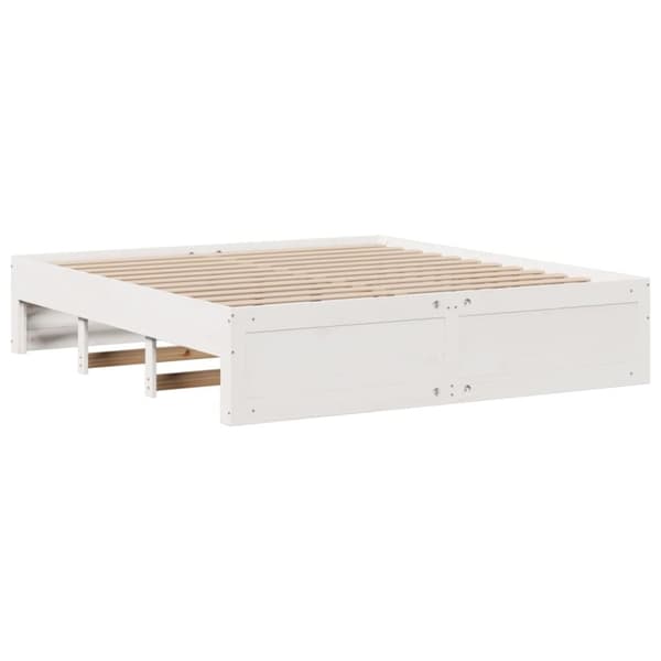 vidaXL Sengeramme uten madrass med skuffer hvit 180x200 cm heltre furu