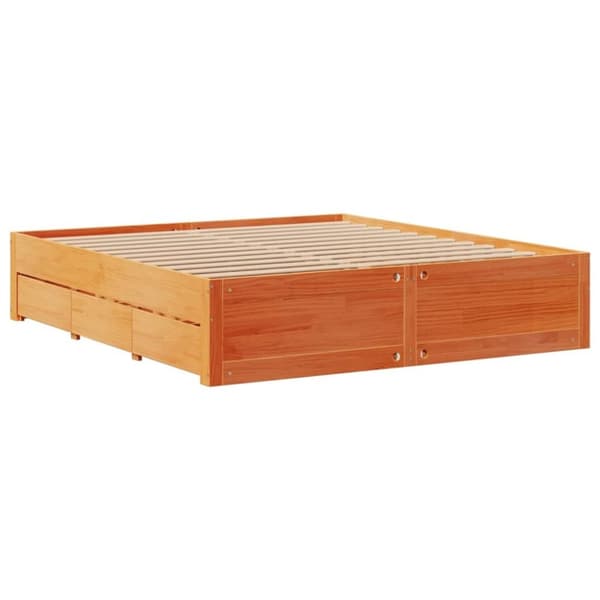 vidaXL Sängynrunko ei patjaa laatikot vahanrusk 180x200 cm täysi mänty