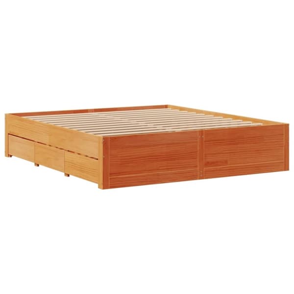 vidaXL Sängynrunko ei patjaa laatikot vahanrusk 180x200 cm täysi mänty