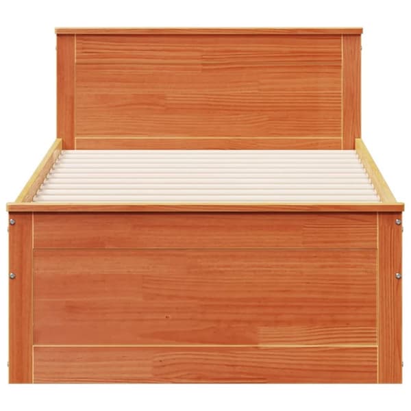 vidaXL Sengeramme uten madrass med hodegavl brun 75x190 cm heltre furu