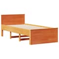 Miniatyrbilde 6 av 11: vidaXL Sengeramme uten madrass med hodegavl brun 75x190 cm heltre furu