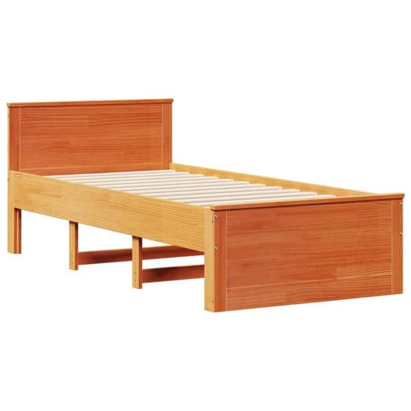 vidaXL Sengeramme uten madrass med hodegavl brun 75x190 cm heltre furu