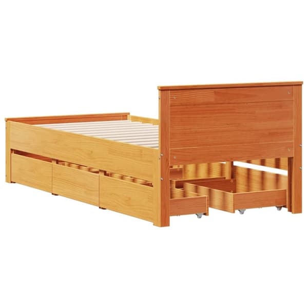 vidaXL Sengeramme uten madrass med hodegavl brun 75x190 cm heltre furu