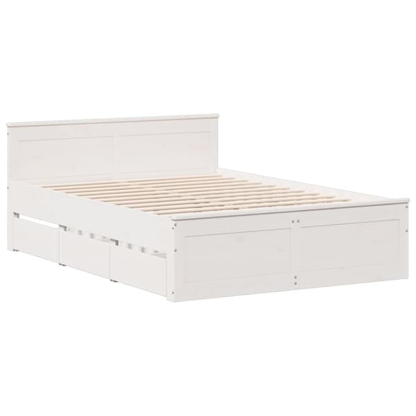 vidaXL Sengeramme uten madrass med hodegavl hvit 150x200cm heltre furu